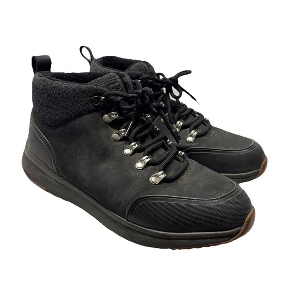UGG Olivert Grizzly Black Waterproof Leather Hiker Snow Boots Shoes Mens 9.5